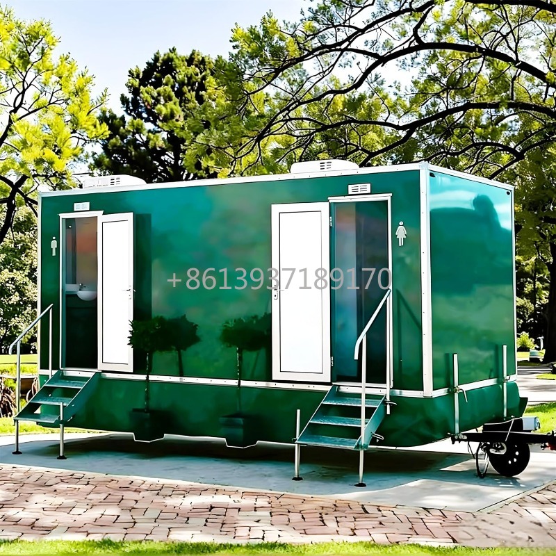 Outdoor Camping Trailer - مقطورة مرحاض متنقلة مع حوض ودش،