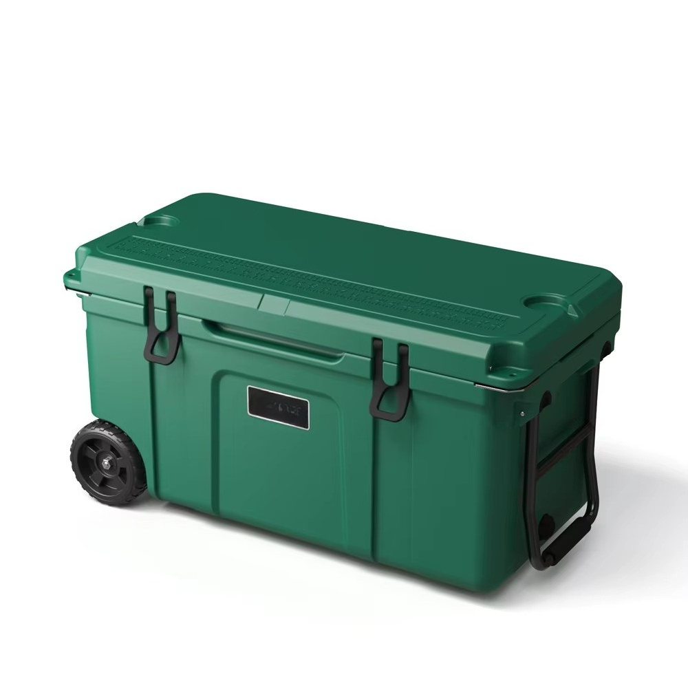 Outdoor Camping Trolley - صندوق تبريد بلاستيكي معزول بعجلات سعة