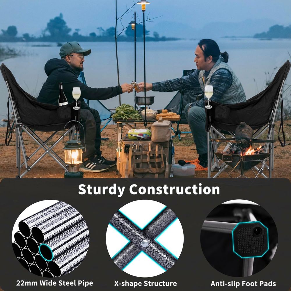 كرسيان كبيران للتخييم للبالغين - مراجعة Outdoor Oversized Camping Chair وسعره