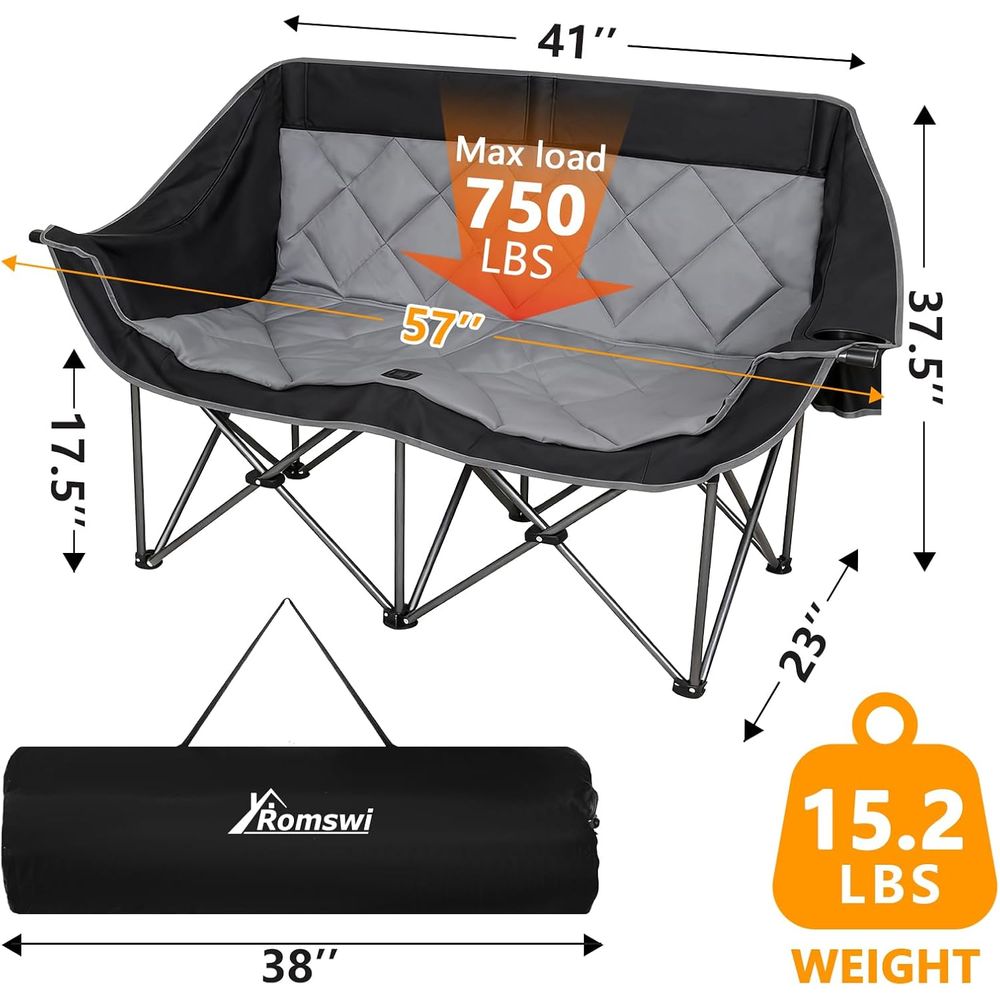 كرسي تخييم مزدوج، كرسي تخييم ك - مراجعة Outdoor Oversized Camping Chair وسعره
