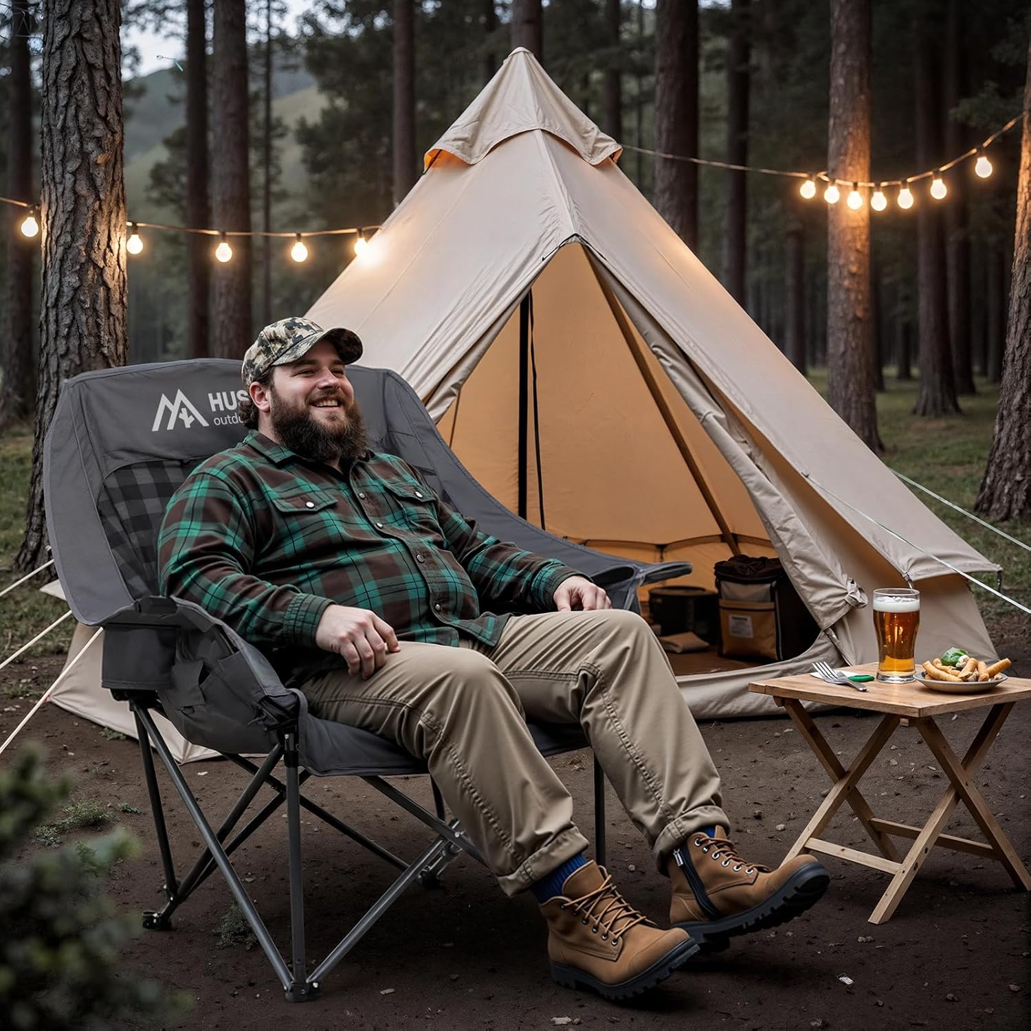 كرسي تخييم كبير الحجم للبالغين - مراجعة Outdoor Oversized Camping Chair وسعره