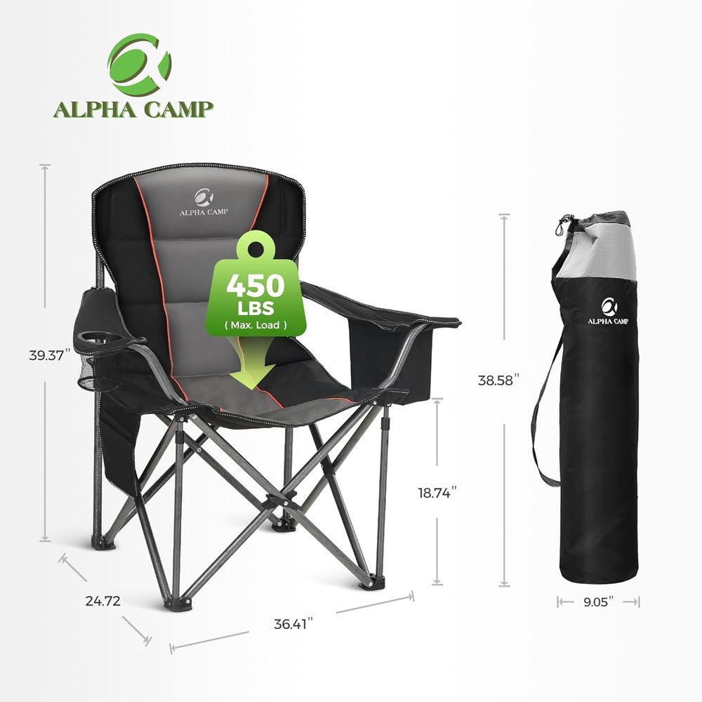 كرسي تخييم متين يتحمل وزن 500  - مراجعة Outdoor Oversized Camping Chair وسعره