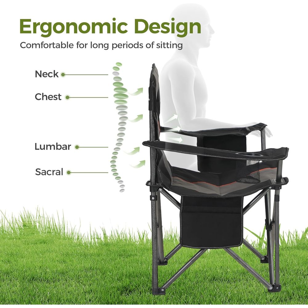 كرسي تخييم متين يتحمل وزن 500  - مراجعة Outdoor Oversized Camping Chair وسعره