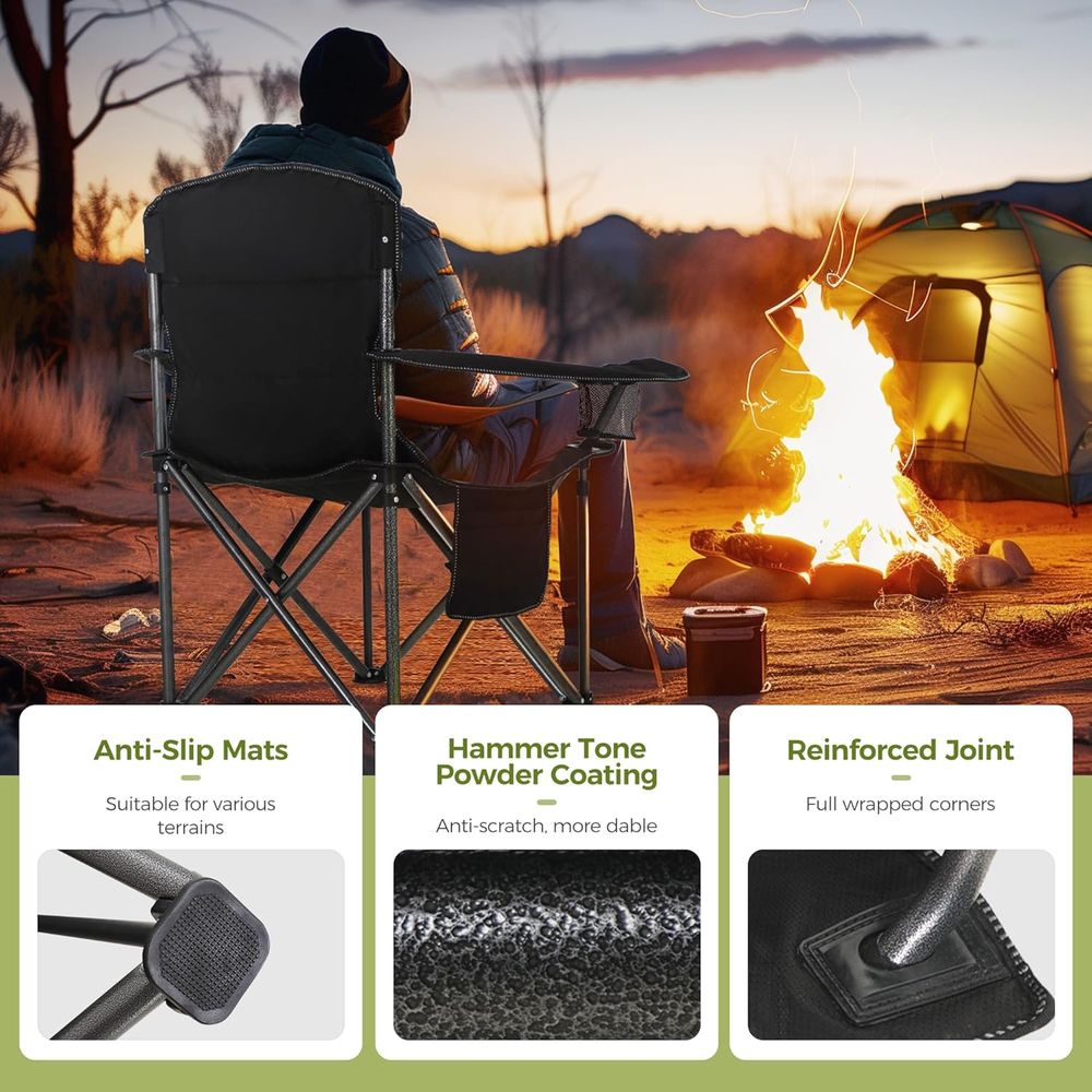 كرسي تخييم متين يتحمل وزن 500  - مراجعة Outdoor Oversized Camping Chair وسعره