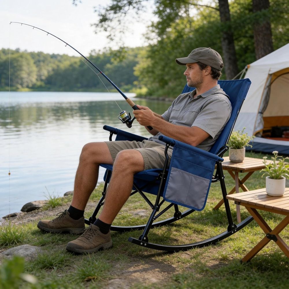 كرسي هزاز محمول عالي التحمل مع - مراجعة Outdoor Oversized Camping Chair وسعره