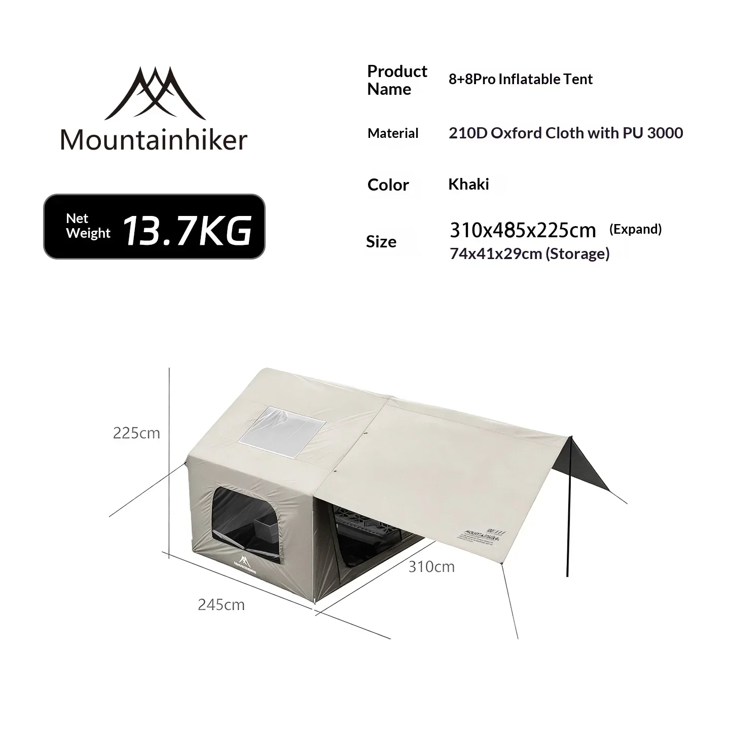 8+8 ㎡   خيمة تخييم قابلة للنفخ - مراجعة Outdoor Camping Outfit وسعره
