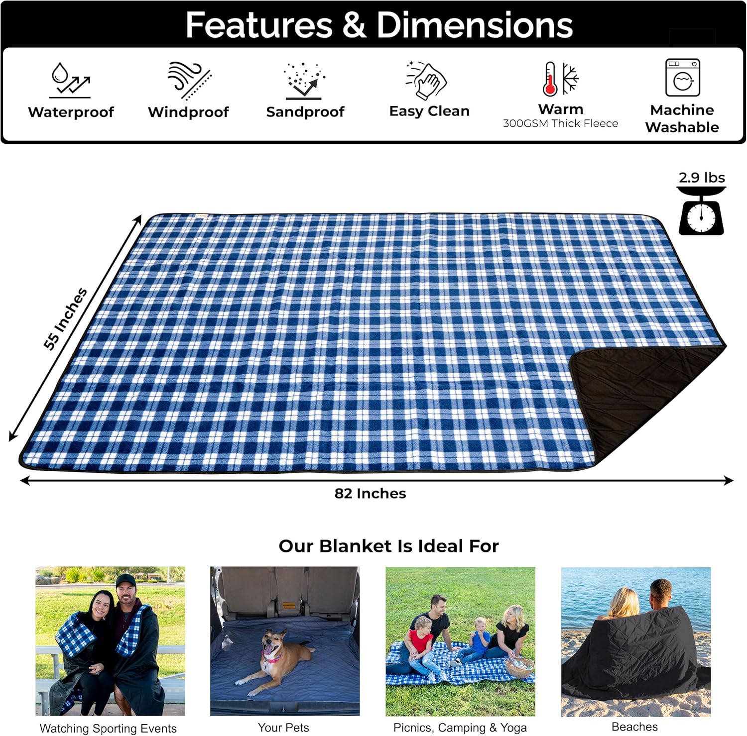 بطانية كبيرة مقاومة للماء للاس - مراجعة Outdoor Camping Blanket وسعره