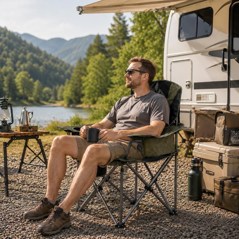 كراسي مبطنة كبيرة الحجم متينة  - مراجعة Outdoor Oversized Camping Chair وسعره