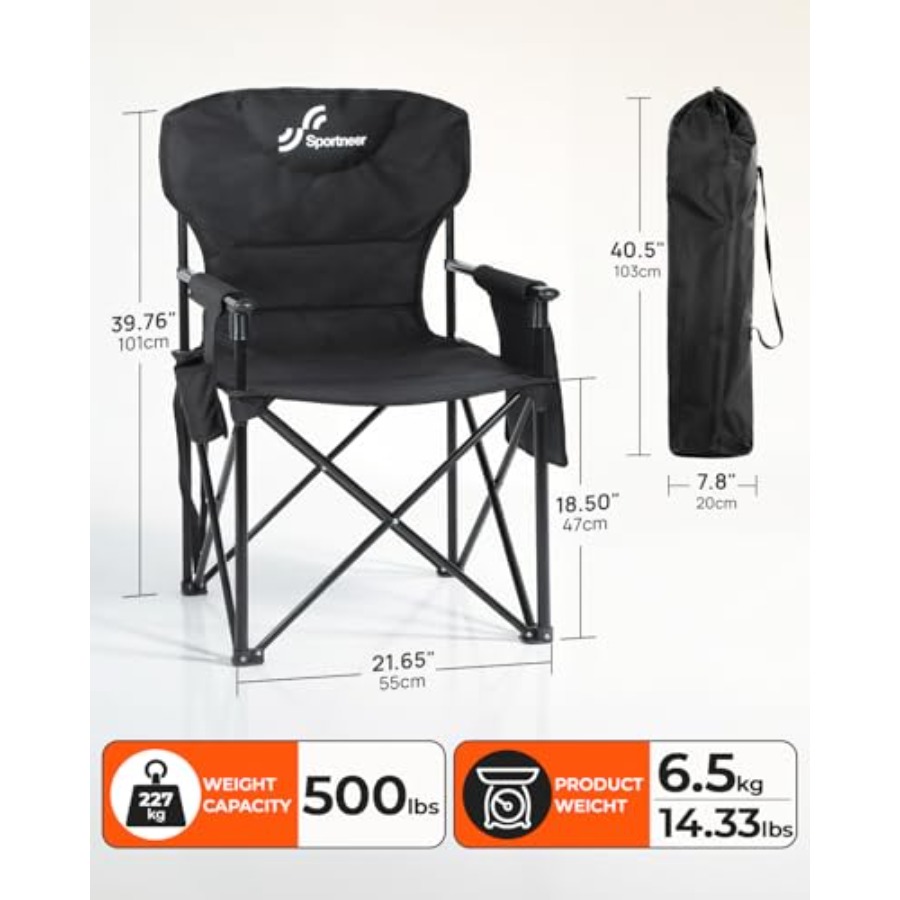 كرسي تخييم خارجي: هيكل فولاذي  - مراجعة Outdoor Oversized Camping Chair وسعره
