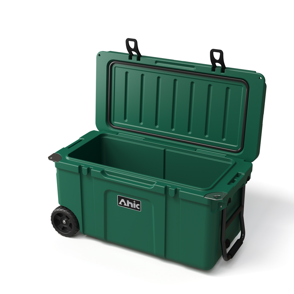 صندوق تبريد بلاستيكي معزول بعج - مراجعة Outdoor Camping Trolley وسعره